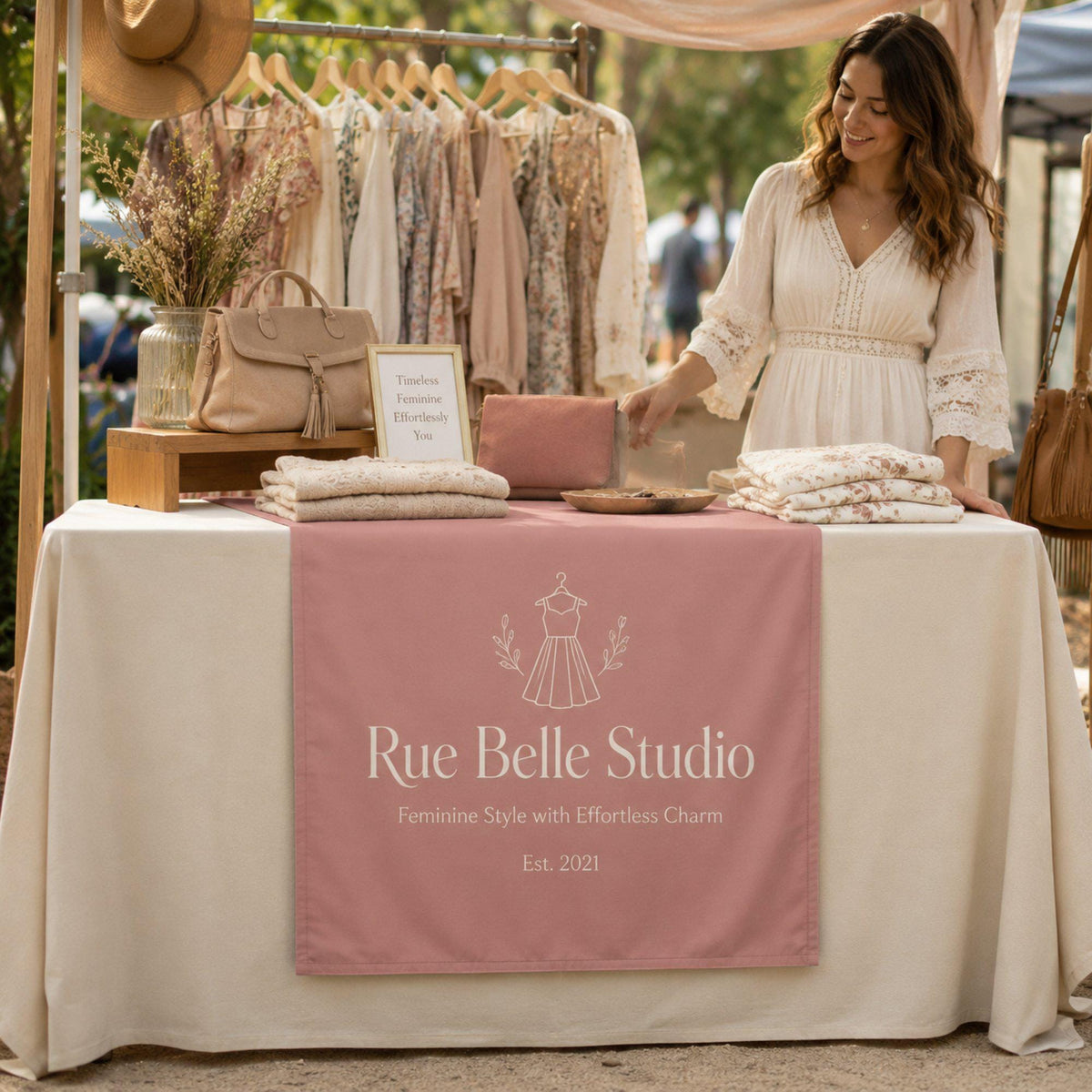Custom Logo Table Runner for Craft Fair, Personalized Business Table Runner with Logo, Vendor Event Display Banner, Pop Up Shop Decor