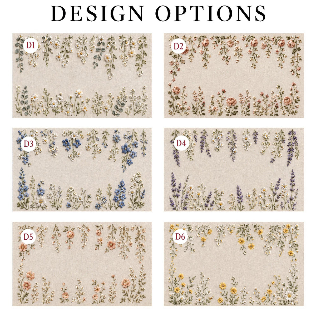 Custom Wildflower Border Embroidered Linen Wedding Guest Book, Personalized Couple Names & Date Memory Book, Wedding Gifts Idea