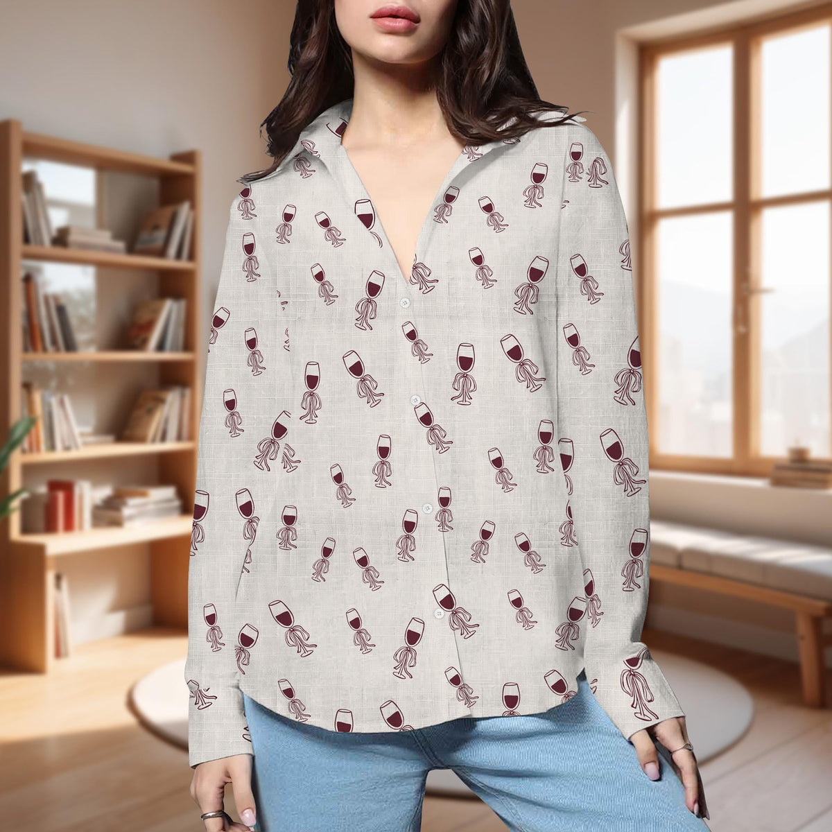 Coquette Wine Women Blouse, Wine Lover Gift
