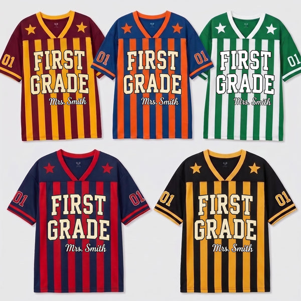 Personalized Teacher Name Sports Jersey, Custom Number Football Jersey, Back To School Gift, Baseball Mom