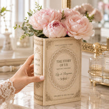 Custom Name Vintage Lace Frame Book Vase, Personalized Couple Ceramic Flower Vase, Wedding Keepsake, Anniversary Gift, Newlywed Home Decor