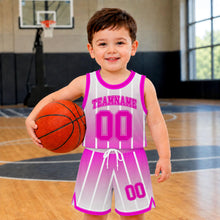 Custom Pink and White Basketball Jersey Set, Personalized Basketball Uniform with Team Name and Number, Gradient Striped Sports Outfit