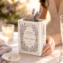 Custom Couple Name Floral Book Vase, Personalized Wildflower Ceramic Vase, Engagement Gift, Wedding Keepsake, Newlywed Home Decor