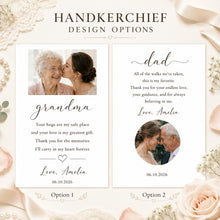 Custom Photo Wedding Handkerchief, Personalized Thank You Hanky for Parents Grandparents, Mother Father Bride Gift