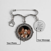 Custom Pet Memorial Wedding Photo Charm Pin, Personalized Dog Memorial Brooch, Bouquet Keepsake for Bride, Paw Charm Gift
