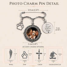 Custom Pet Memorial Wedding Photo Charm Pin, Personalized Dog Memorial Brooch, Bouquet Keepsake for Bride, Paw Charm Gift