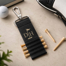 Personalized Name Initial Leather Golf Bag Tag with Tee Holder, Custom UV Printed Golf Gift for Men, Golfer Gift, Golf Dad Gift