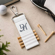 Personalized Name Initial Leather Golf Bag Tag with Tee Holder, Custom UV Printed Golf Gift for Men, Golfer Gift, Golf Dad Gift