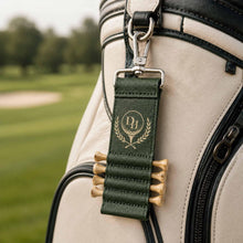Personalized Name Initial Leather Golf Bag Tag with Tee Holder, Custom UV Printed Golf Gift for Men, Golfer Gift, Golf Dad Gift