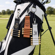 Personalized Name Initial Leather Golf Bag Tag with Tee Holder, Custom UV Printed Golf Gift for Men, Golfer Gift, Golf Dad Gift