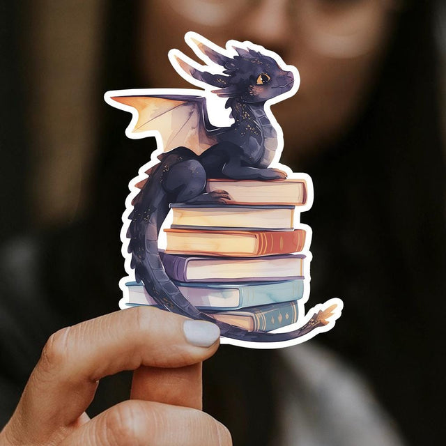 Book Dragon Sticker, Cute Book Sticker, Fantasy Book Lover Gift, Kindle Decal, Reading Lover Gift