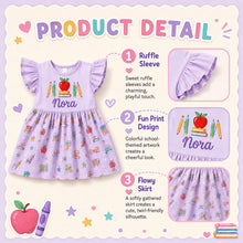 Custom Kid Name Ghost Flower Coquette Bow Ruffle Sleeve Dress, Personalized Pastel Halloween Kid Girl Dress, Trick Or Treat Outfit