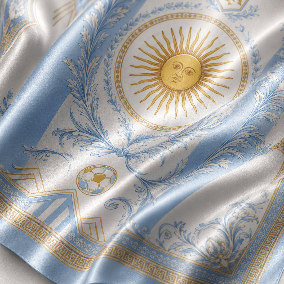 Argentina Football Silk Bandana, Argentina Soccer Cup Satin Scarf, Argentina World Soccer  Sun Bandana