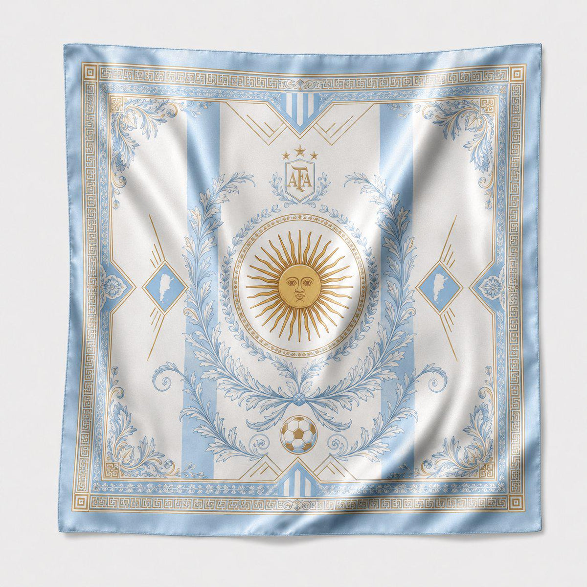 Argentina Football Silk Bandana, Argentina Soccer Cup Satin Scarf, Argentina World Soccer  Sun Bandana