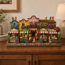 Cinco de Mayo Wooden Sign, Mexican Street Miniature Decor, Fiesta Market Scene, Colorful Shelf Display, Cultural Gift