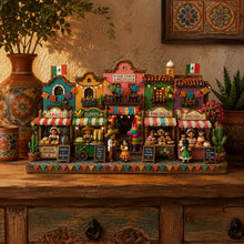 Cinco de Mayo Wooden Sign, Mexican Street Miniature Decor, Fiesta Market Scene, Colorful Shelf Display, Cultural Gift