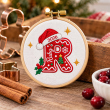 Embroidered Custom Name Christmas Ornament, Holiday Keepsake, Personalized Gingerbread Letter Ornament, Christmas Tree Decor