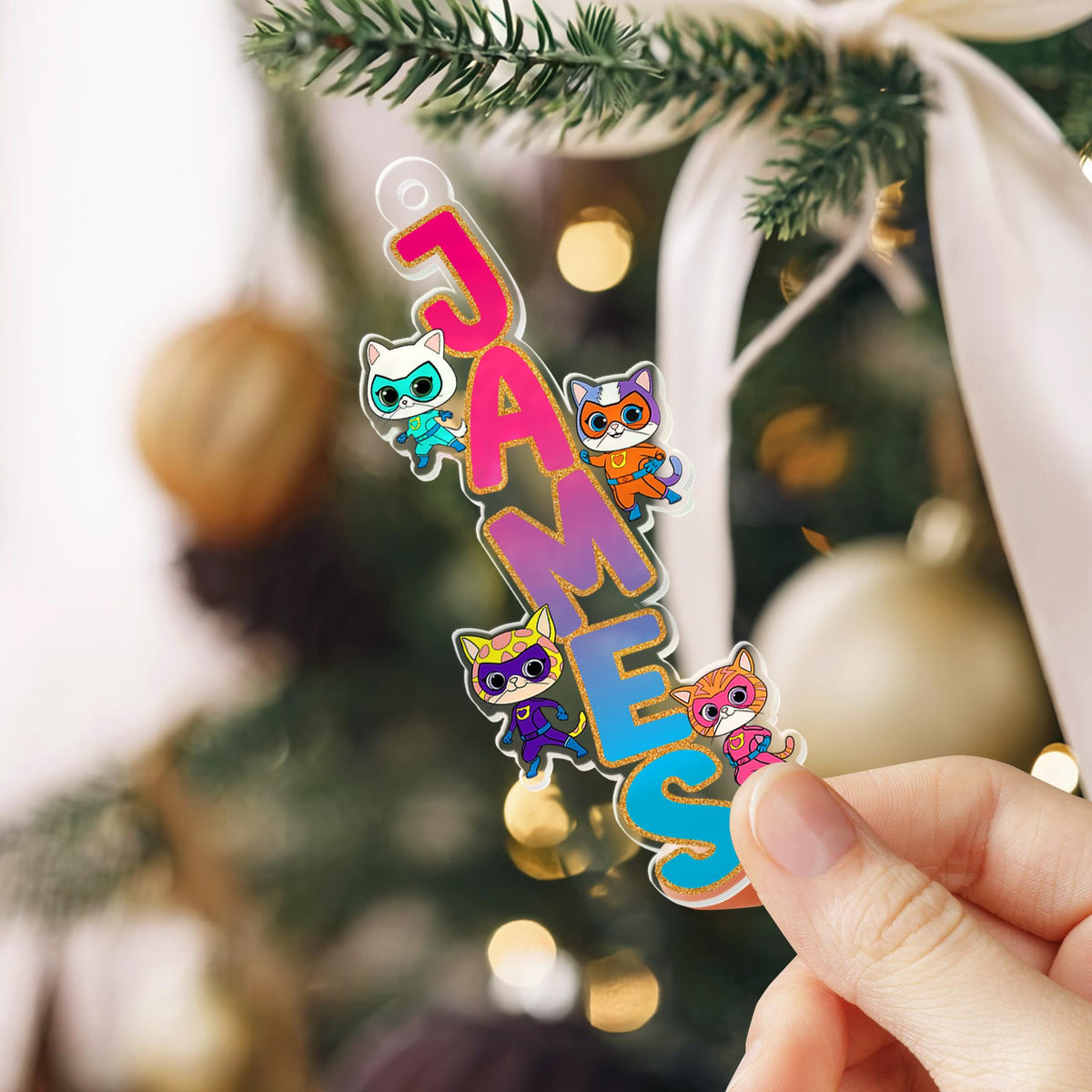 Personalized Superkitties Name Christmas Ornament