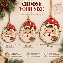Personalized Dog Photo 2 Layer Wood Ornament, Custom Pet Portrait Name and Year Santa Hat Christmas Keepsake Gift for Dog Lovers