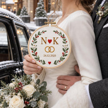 Embroidered Custom Couple Initials Christmas Wreath Ornament, Personalized Holiday Keepsake, Wedding Anniversary Gift, Newlywed  Xmas Decor