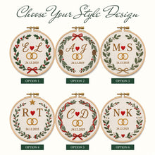 Embroidered Custom Couple Initials Christmas Wreath Ornament, Personalized Holiday Keepsake, Wedding Anniversary Gift, Newlywed  Xmas Decor