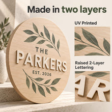 Personalized Family Tree 2 Layer Wooden Door Sign, Custom Surname and Date Tree of Life Door Hanger for Wedding Anniversary or Housewarming
