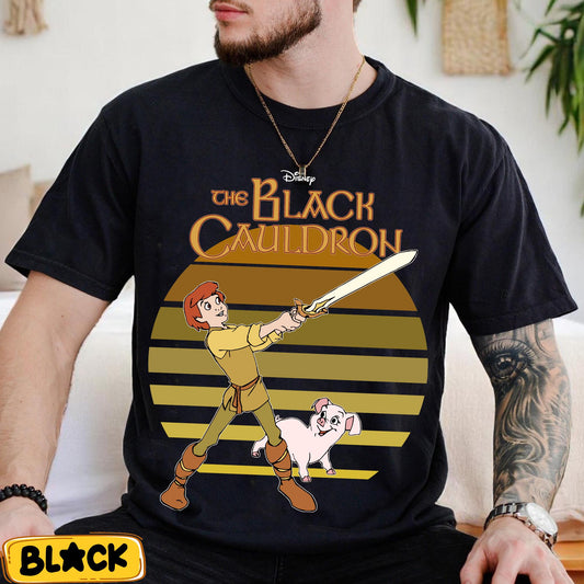 Black Cauldron Shirt, Fantasy Pig Keeper Tee, Magic Sword Adventure Graphic, Retro Storybook Movie Gift